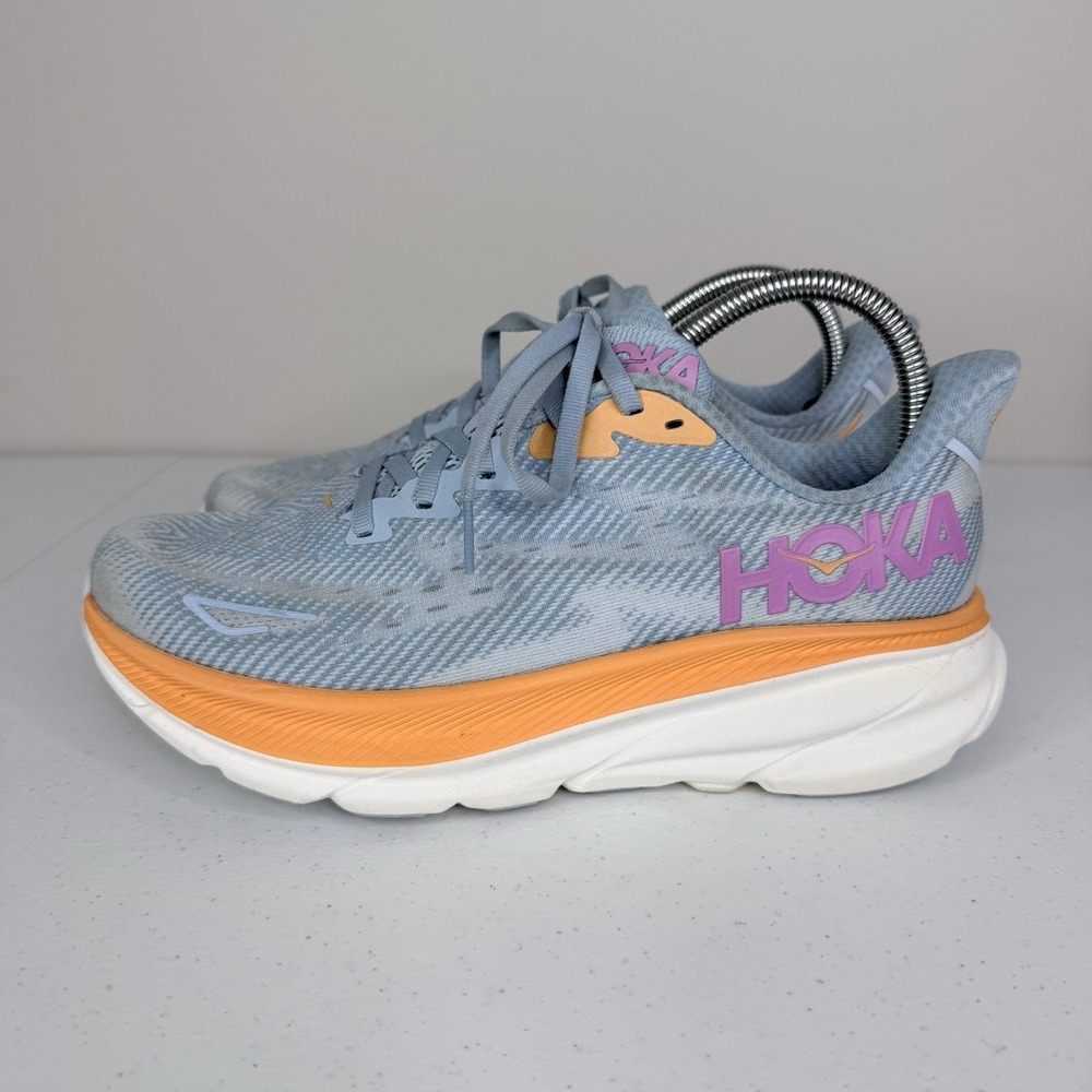 Hoka One One Clifton 9 Athletic Running Shoes Blue Orange 1127896 Womens Sz 8.5B - Picture 5 of 11